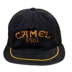 Vintage Camel Pro Corduroy Snapback Mesh Back Trucker Hat